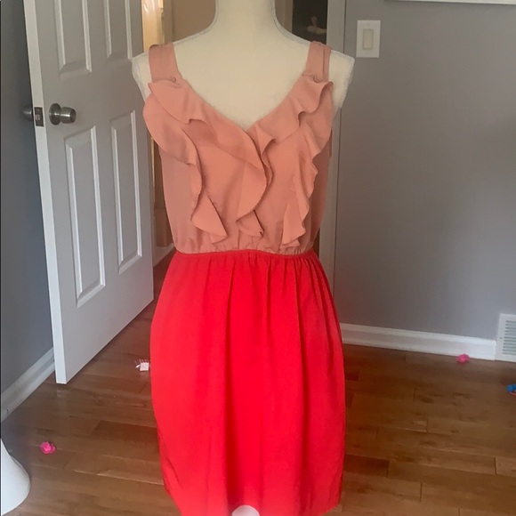 Mossimo target petite ruffle front colorblock - Picture 1 of 2